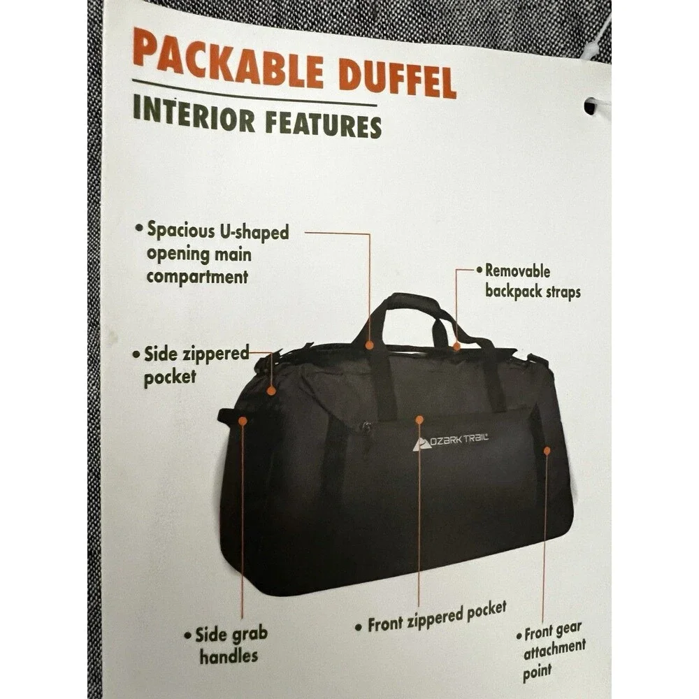 Ozark Trail Duffel Outdoor Equipment Duffel Backpack Black  xl 90L new bag huge